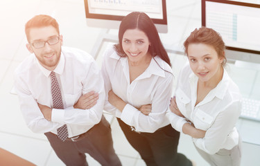 successful business team standing near workplace