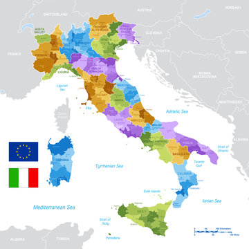 Vector Green Map of Italy