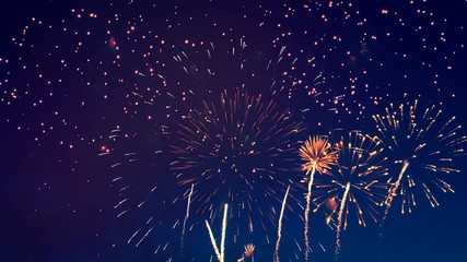 Multicolored firecrackers in the sky.