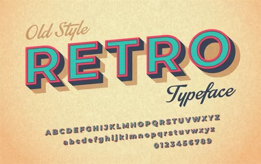 Foto op Plexiglas Retro compositie Colorful italic retro font and alphabet 80s, 90s.