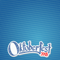 Oktoberfest 2018 background with blue-white checkered pattern