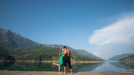Fototapeta na wymiar Young couple on vacation in Alanya