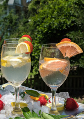 Fresh Fruit in Sparkling Water - Refreshing summer beverage