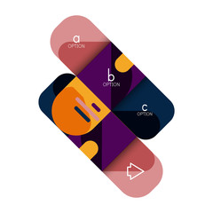 Infographics option and step by step in rounded squares, element of chart, graph, diagram with options, parts, processes