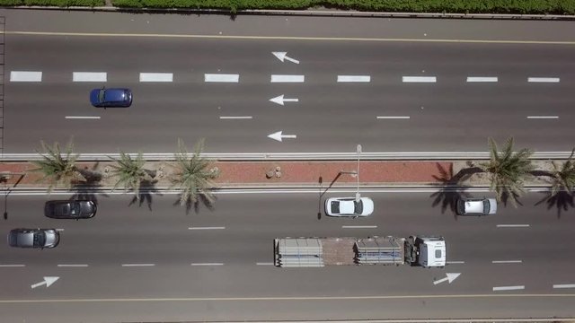 Highway traffic - Top down aerial footage
