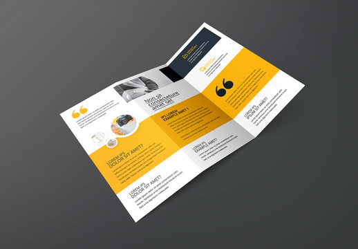 Trifold Brochure Layout with Yellow Elements