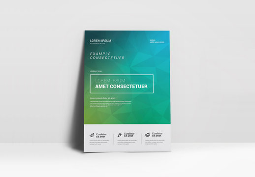 Green and Blue Geometric Flyer Layout