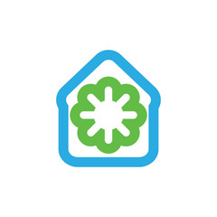Home with flower logo, green home logo