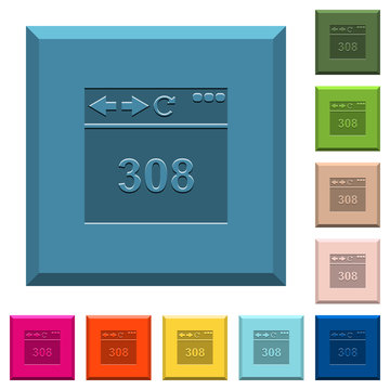 Browser 308 Permanent Redirect engraved icons on edged square buttons
