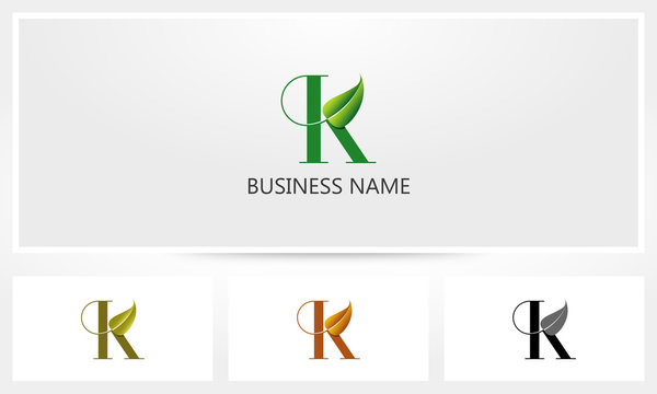Letter K Leaf Sprout Logo 