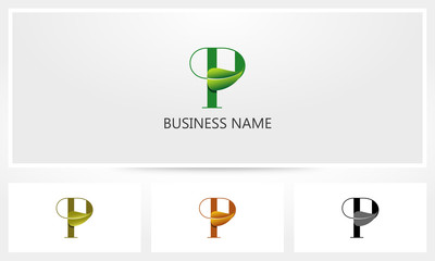 Letter P Leaf Sprout Logo 