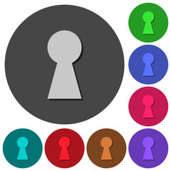 Keyhole icons with shadows on round backgrounds