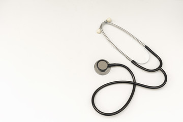 Stethoscope on white background with copy  space