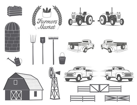 Vintage farm element design logo badges