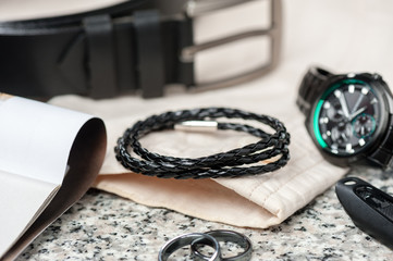 black braided leather bracelet