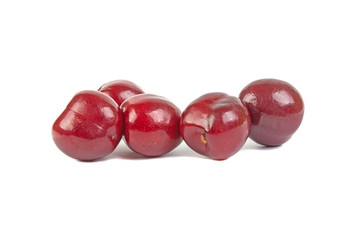 berries of a sweet cherry on a white background