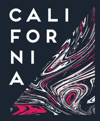 Vector illustration on the theme of surf rider and surfing in California