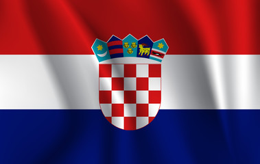Fototapeta premium Realistic waving flag of the CROATIA,Fabric textured flowing flag, 