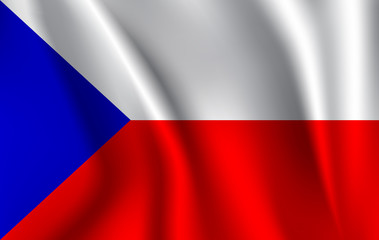 Obraz premium Czech Republic flag blowing in the wind.