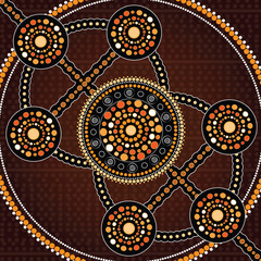 Aboriginal art vector painting, Connection concept, Illustration based on aboriginal style of dot background