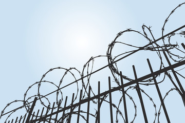 vector no entry barbed stainless steel wire fence silhouette 