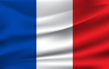 Waving flag of France. illustration of 3D icon with red, white and blue colors.