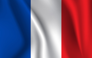 Waving flag of France. illustration of 3D icon with red, white and blue colors.