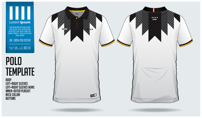 Germany Team Polo t-shirt sport template design for soccer jersey, football kit or sportwear. Classic collar sport uniform in front view and back view. T-shirt mock up for sport club. Vector.