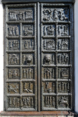 The ancient bronze gates in Veliky Novgorod (Novgorod the Great), Russia.