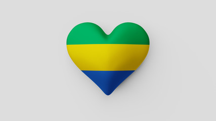 Corazón bandera Gabón. 3D