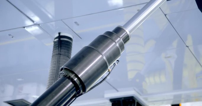 Airliner Flight Simulator In Motion. Actuators Moving Close Up Shot