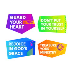 A set of bright colored Christian banners for the church, ministry, conference, camp, etc.