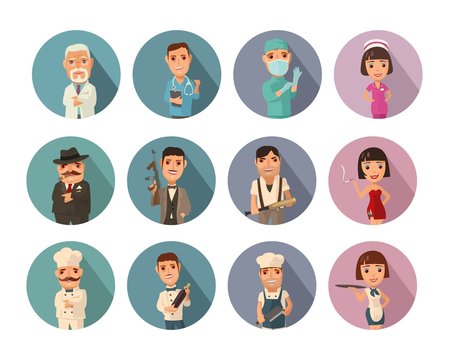 Set icon people different professions. Vector flat icon