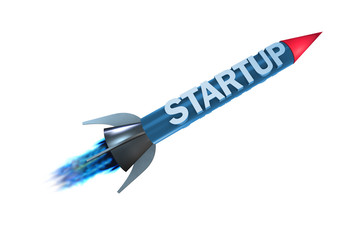 Rocket in business start-up concept - 3d rendering