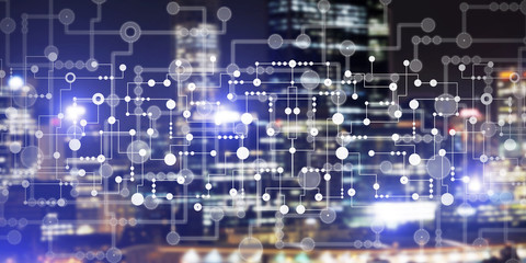 Fototapeta premium Wireless connection or networking concept as means of communication and social interaction