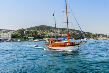 Istanbul, Turkey, 24 July 2011: Sailboat at Buyukada, Princes Islands district of Istanbul