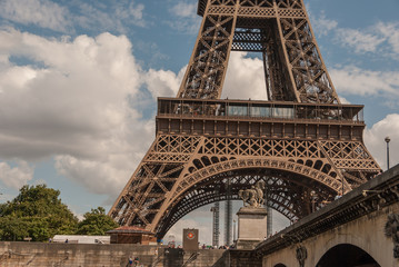 Fototapeta na wymiar The Eiffel Tower, in Paris from the Seine river