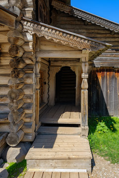 Carved wooden porch.