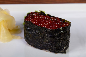 Japanese sushi gunkan red caviar