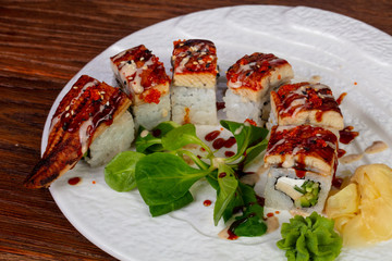 Japanese roll Dragon with eel