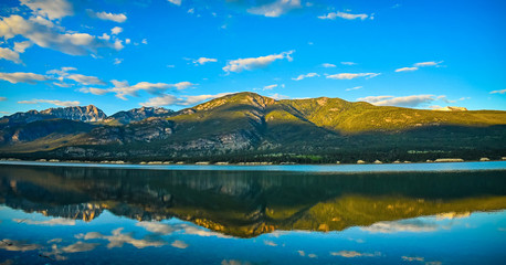 Golden Hour Columbia Lake Reflection, British Columbia, Canada