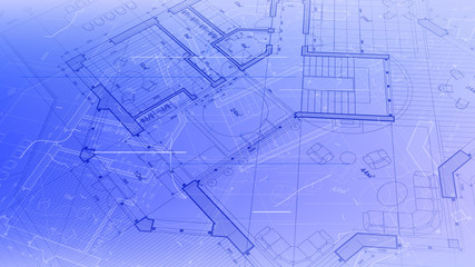 vector architectural plan - abstract architectural blueprint of a modern residential building / technology, industry, business concept illustration: real estate, building, construction & architecture
