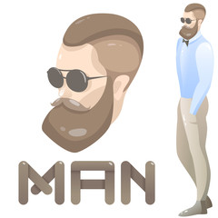 Guy. Beard and fashionable clothes.