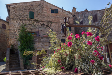 Naklejka premium flowers festival in Monticchiello in Tuscany
