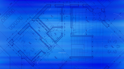 vector architectural plan - abstract architectural blueprint of a modern residential building / technology, industry, business concept illustration: real estate, building, construction & architecture