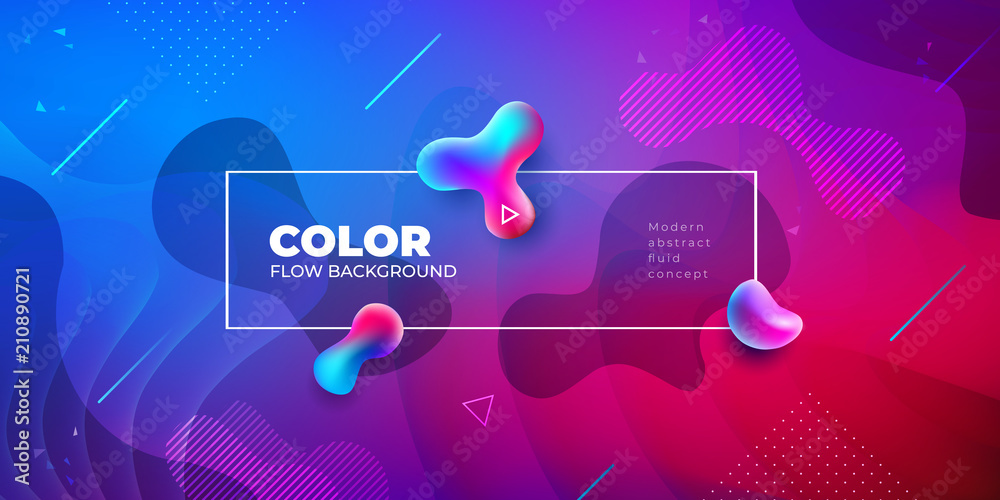Wall mural liquid color background design. fluid gradient shapes composition. futuristic design posters. eps10 