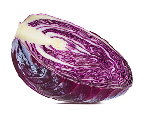 Fresh red cabbage isolated on white background with clipping path