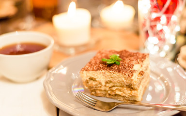 tiramisu by candlelight, romantic date in Italy,