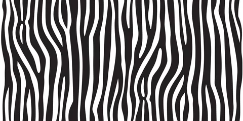 Fotobehang Zwart wit streep dier jungle textuur zebra vector zwart wit print achtergrond naadloze repeat