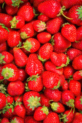Strawberry. Fresh berries macro. Fruit background. Top view.